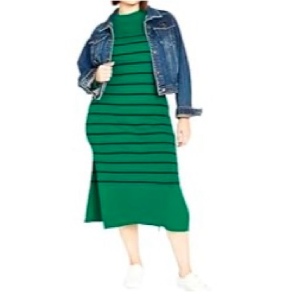 Women’s Green and Black Long Sleeve Dress